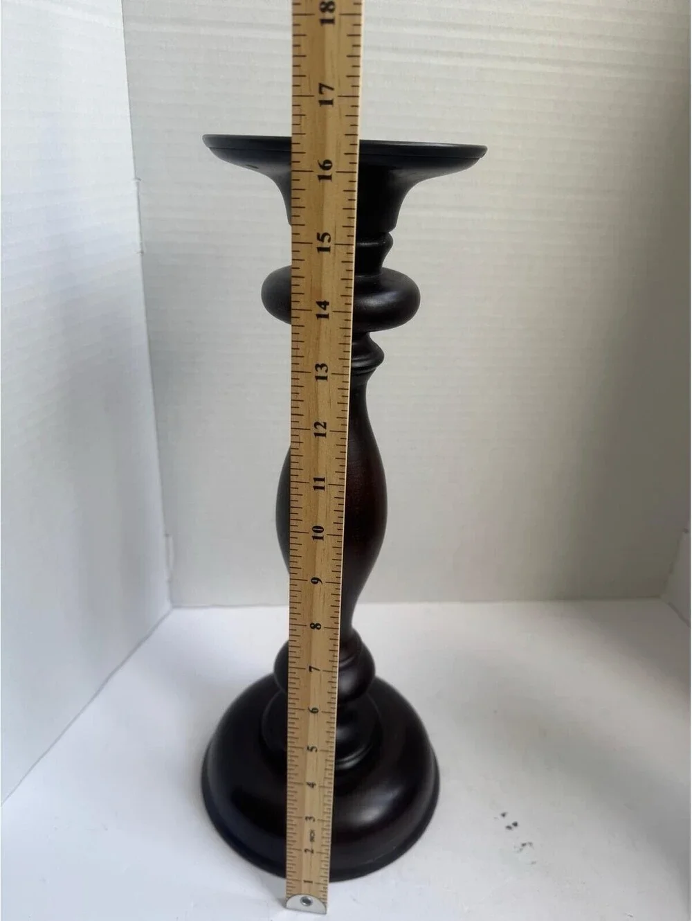 Vintage Pottery Barn Turned Wood Pillar Candle Holders — Espresso Finish